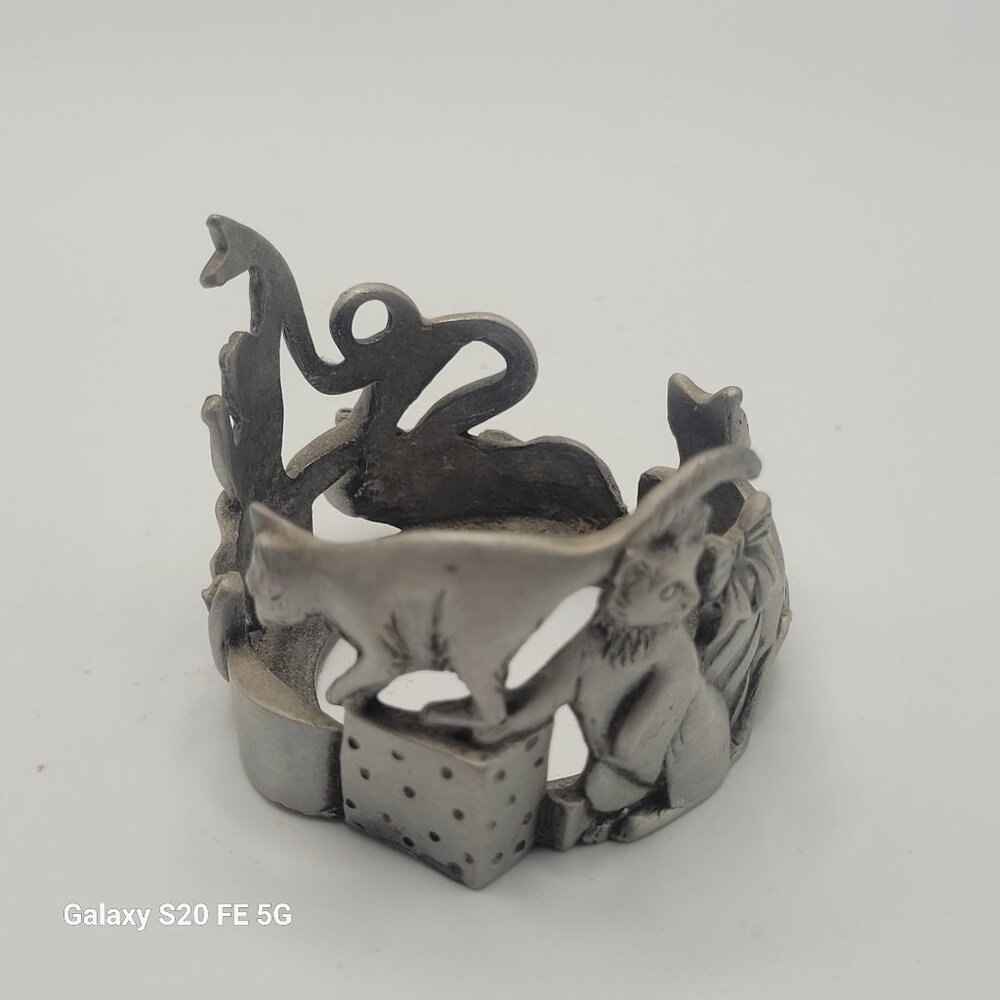 1993 Seagull Canada Pewter Etain Zinn Cats Votive Candle Holder Pewter Base Only